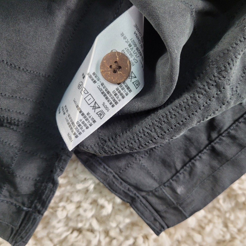 Tommy Bahama 100% Silk Shirt Mens Large Black Short Sleeve Tonal Grid Pocket - Picture 9 of 11